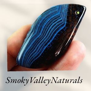 Black and Blue Fire Dragon Freeform Pendant Bead